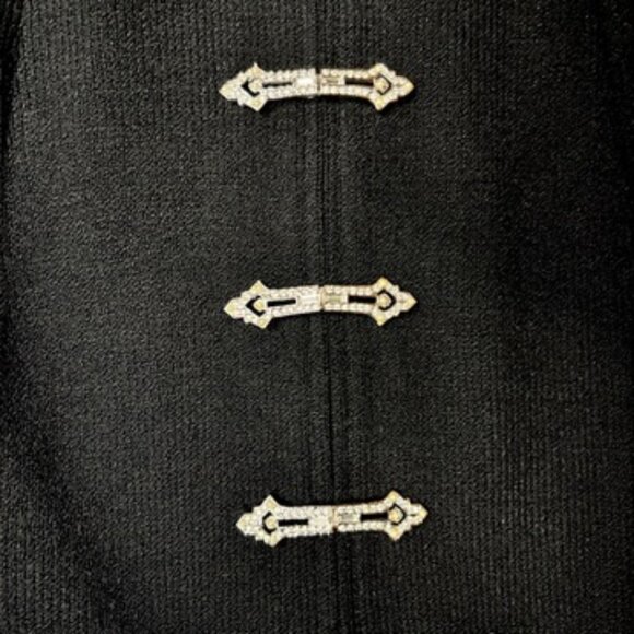 St. John Evening Black Knit Jacket w/ Crystal Trim & zipper/Rhinestone closure 4 - Picture 3 of 5